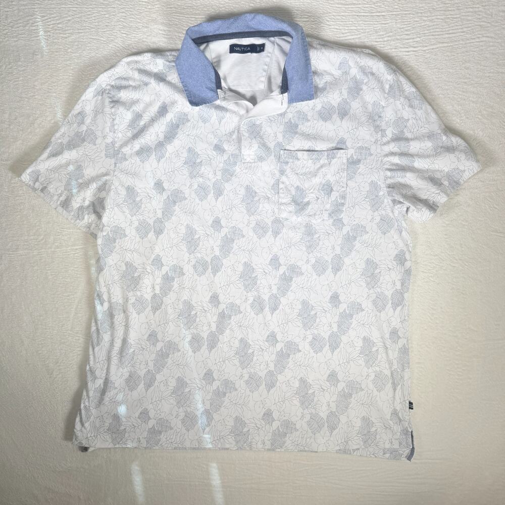 Nautica Mens Polo 2XL Floral Print‎ Performance Wear Golf Athleisure Classic Fit